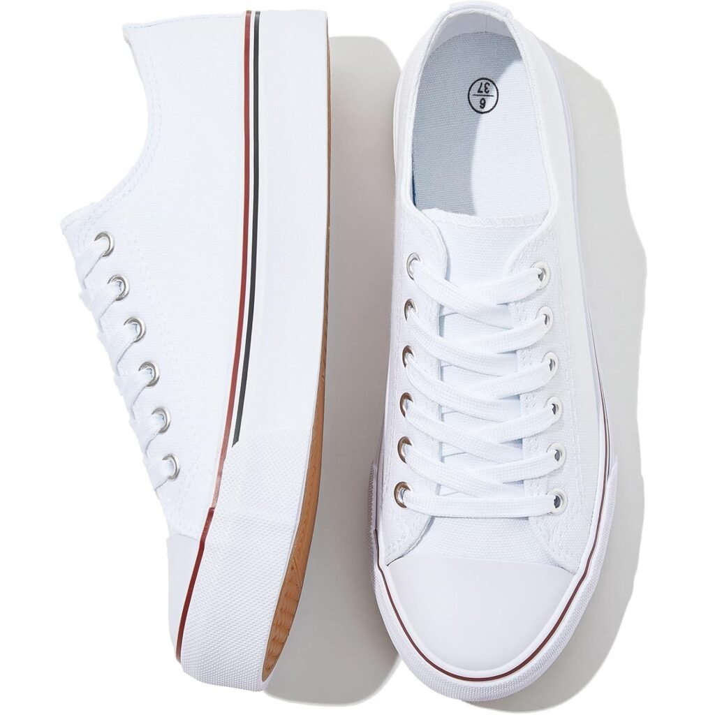 Amazon.com | FRACORA Womens White Canvas Sneakers Low Top Canvas Shoes for Men Fashion Unisex Sneakers(White,US8.5) | Fashion Sneakers
