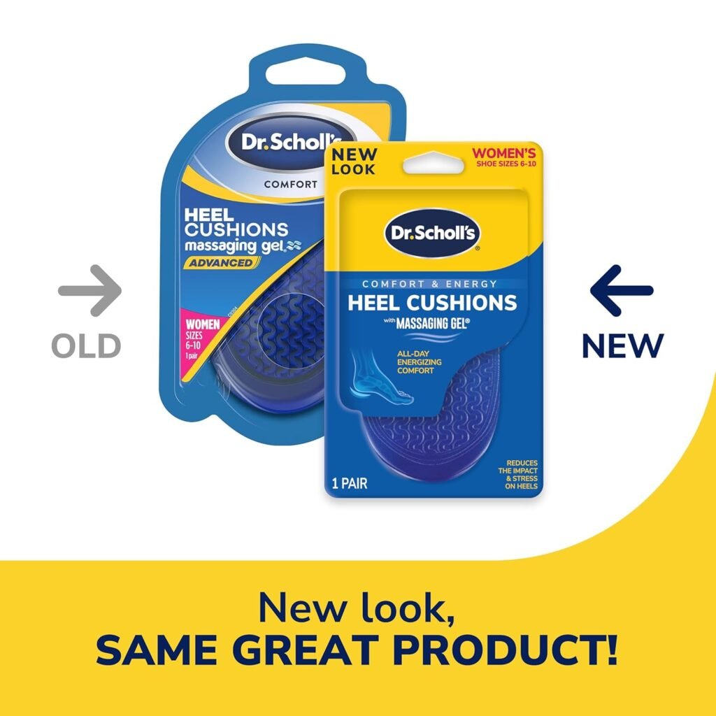 Dr. Scholls Heel Cushions with Massaging Gel Advanced // All-Day Shock Absorption and Cushioning to Relieve Heel Discomfort