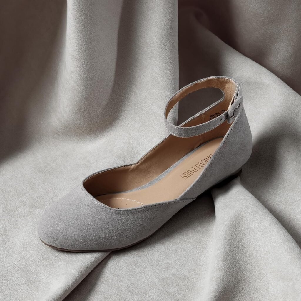 DREAM PAIRS Womens Dress Flats Ballet Low Wedge Round Toe Ankle Strap Comfortable Casual Flats Shoes
