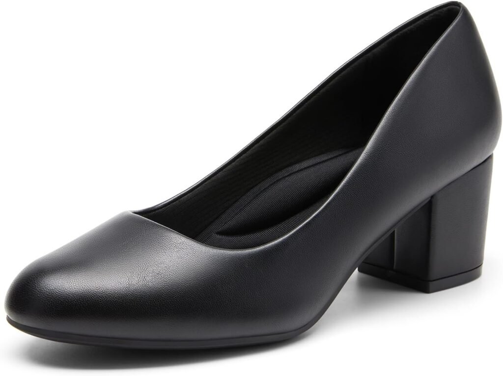 DREAM PAIRS Womens Pumps Low Chunky Block Heel Dress Shoes Closed Round Toe Comfortable Heels
