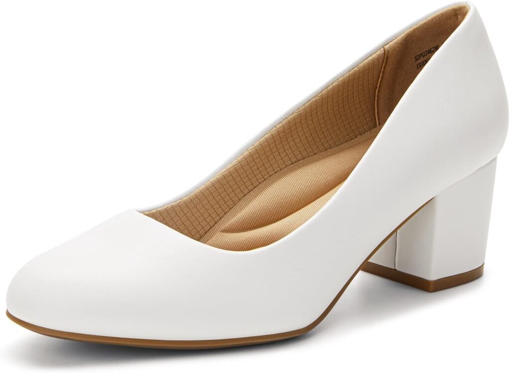 DREAM PAIRS Womens Pumps Low Chunky Block Heel Dress Shoes Closed Round Toe Comfortable Heels