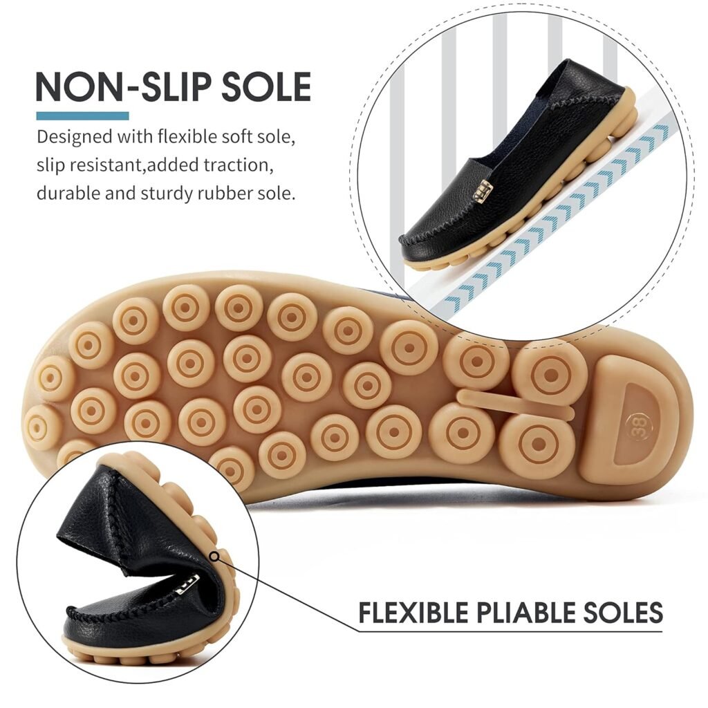 DUOYANGJIASHA Womens Comfortable Loafers Casual Round Toe Moccasins Wild Driving Flats Soft Walking Shoes Women Slip On