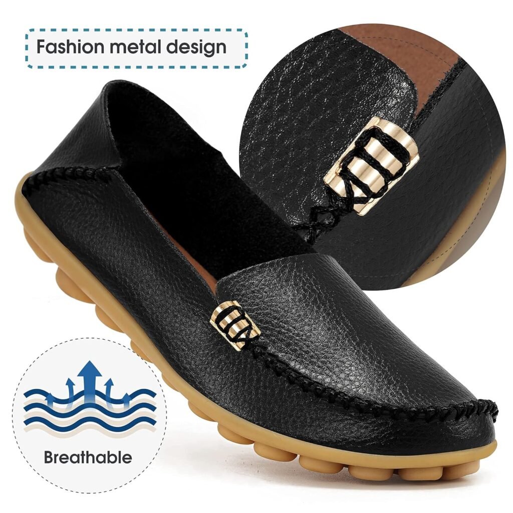 DUOYANGJIASHA Womens Comfortable Loafers Casual Round Toe Moccasins Wild Driving Flats Soft Walking Shoes Women Slip On