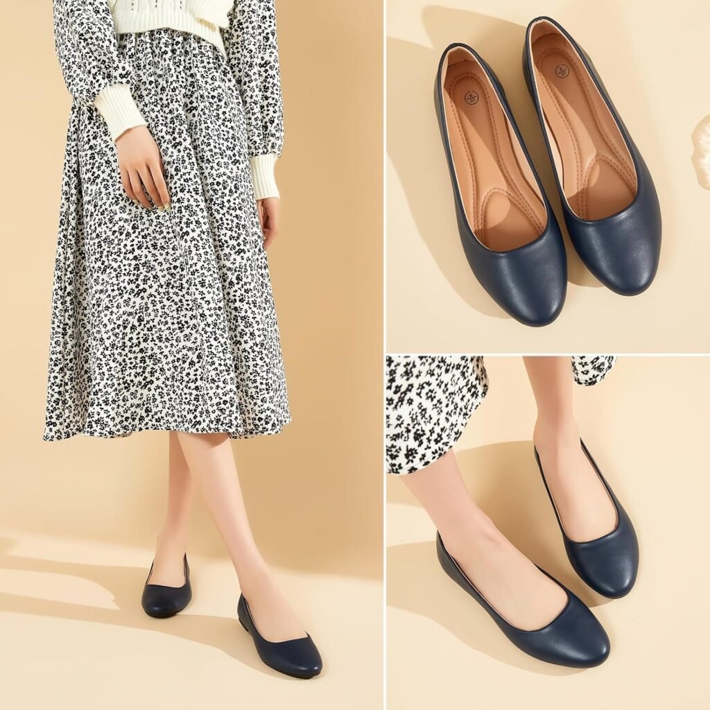 Hash Bubbie Womens Flats Shoes Ballet Flats Dress Shoes Comfortable PU Leather Slip on Shoes for Women
