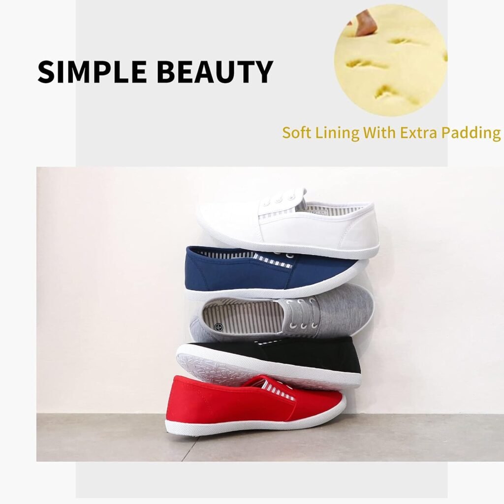 kufeiti Womens Canvas Slip On Shoes Sneakers for Women Fashion Comfortable White Black Elastic Sneakers for Women