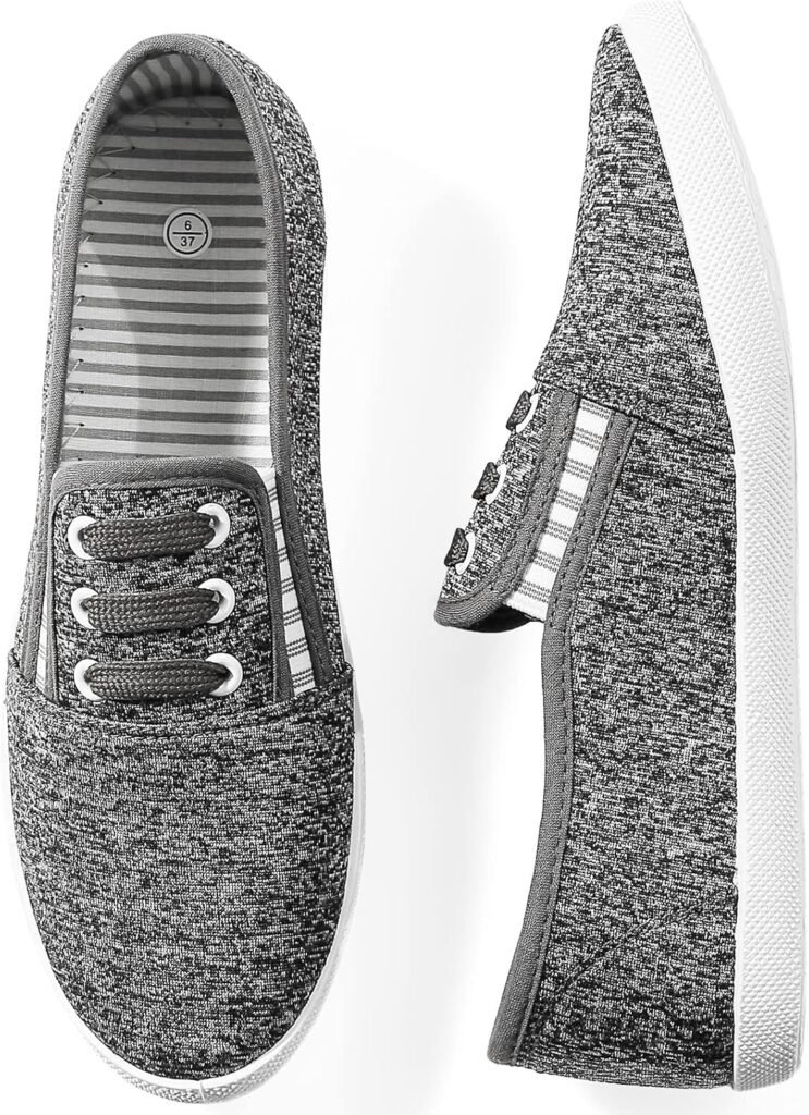 kufeiti Womens Canvas Slip On Shoes Sneakers for Women Fashion Comfortable White Black Elastic Sneakers for Women