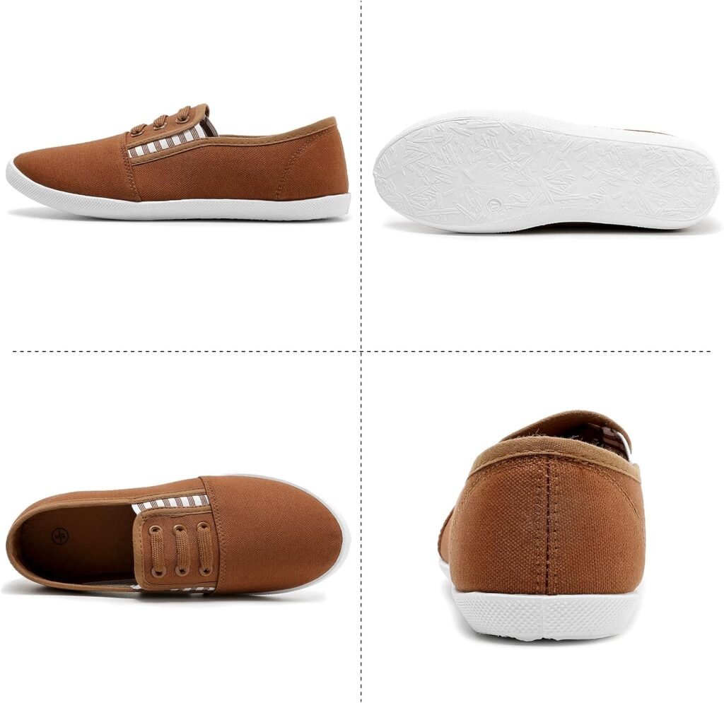 kufeiti Womens Canvas Slip On Shoes Sneakers for Women Fashion Comfortable White Black Elastic Sneakers for Women