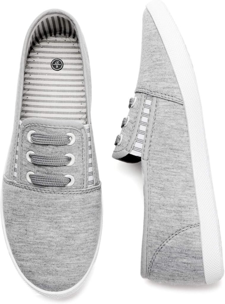 kufeiti Womens Canvas Slip On Shoes Sneakers for Women Fashion Comfortable White Black Elastic Sneakers for Women