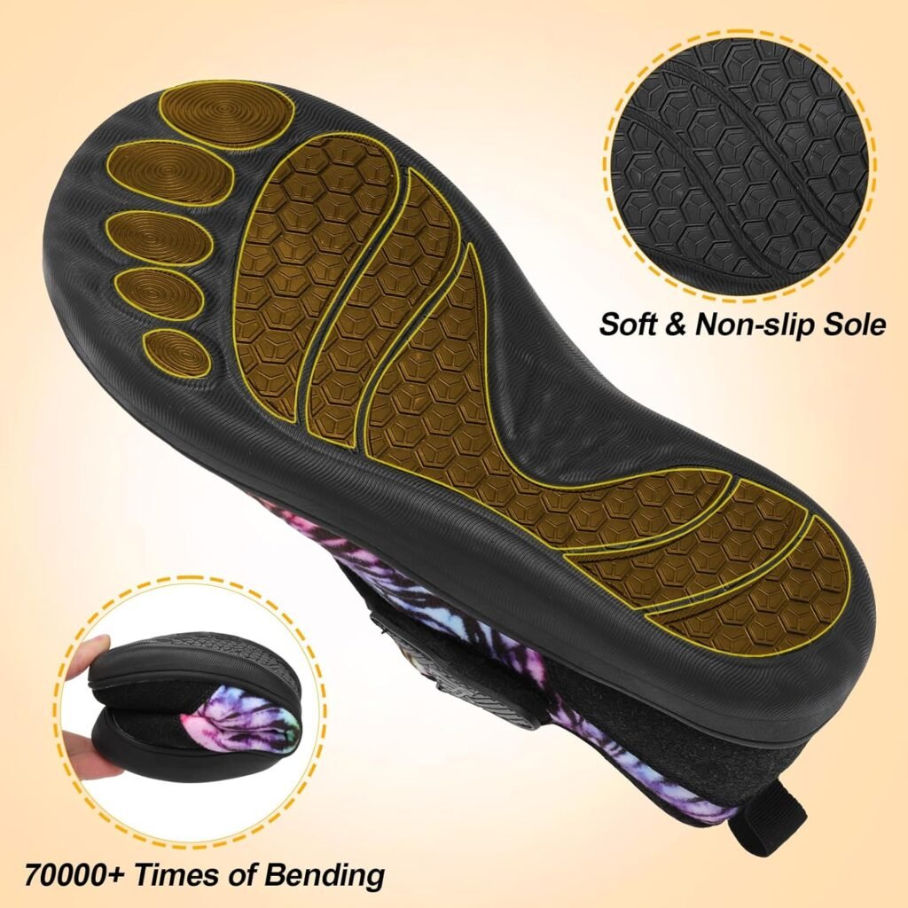 LeIsfIt Womens Slippers Wide Diabetic Shoes Adjustable Arthritis Edema House Shoes Indoor Outdoor Slippers