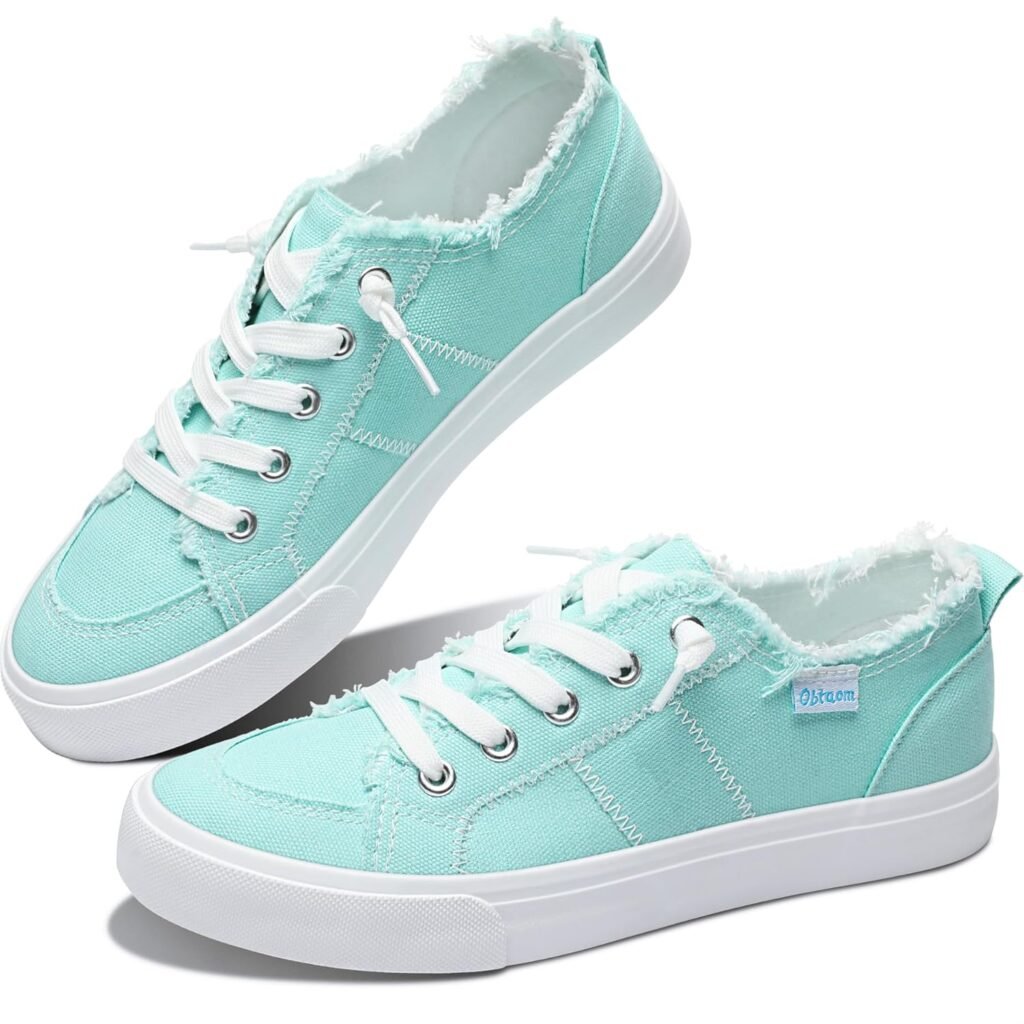 Obtaom Womens Play Fashion Sneaker White Color Washed and Leopard Canvas Slip on Shoes