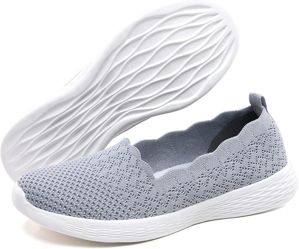 poemlady Womens Slip on Loafer Shoes - Mesh Casual Ballet Flat Nurse Walking Sneakers Knit Round Toe Casual Memory Foam Shoes 2235