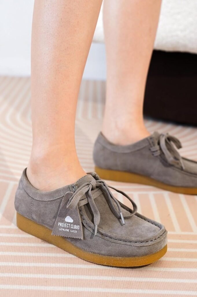Project Cloud Genuine Leather Womens Shoes - Memory Foam Insole Oxford Shoes for Women Footwear - Lightweight Anti-Slip Sole Casual Work Loafers with Lace (Wally)