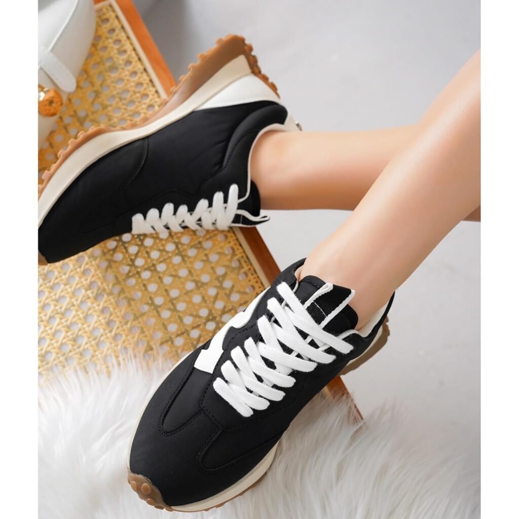 Project Cloud Trendy Sneakers for Women - Memory Foam and Non-Slip Comfortable Casual Ladies Shoes for Womens Fashion Sneakers - Lightweight Lace-up Shoes (Lecco)
