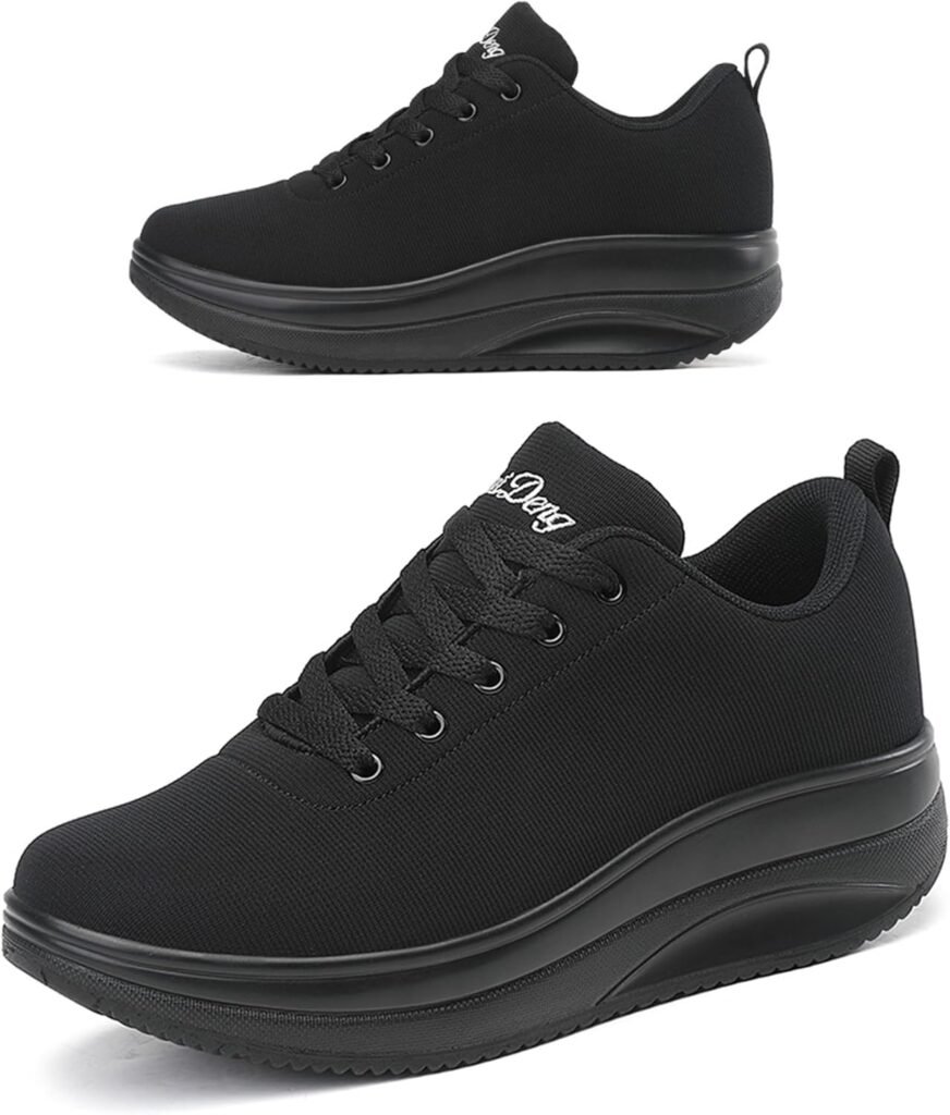 RUIDENG Platform Sneakers for Women Walking All Day | Slip Resistant Work Shoes for Women Comfortable | 2 Inch Thick Wedge Rocker Bottom