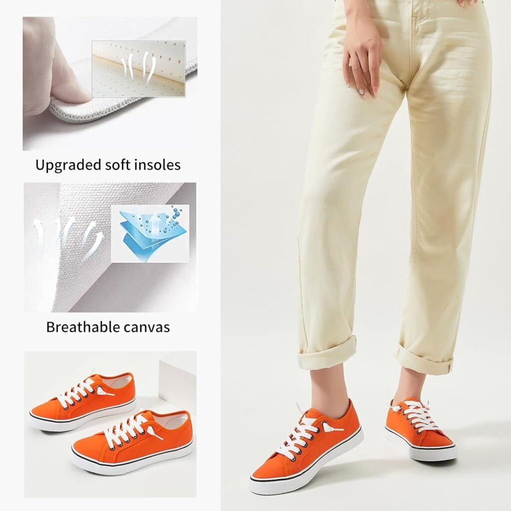 Women Canvas Sneaker Slip On Non Slip Casual Shoes Lace Up Canvas Low Top White Shoes Loafers for Women Fashion Black Sneaker