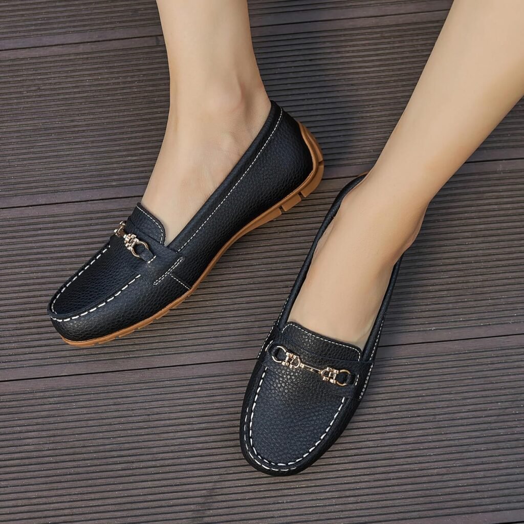 Womens Comfortable  Lightweight Leather Loafers Slip-Ons Driving Mocs Walking Shoes Cute Business Casual Dress Shoes Work Flats for Women