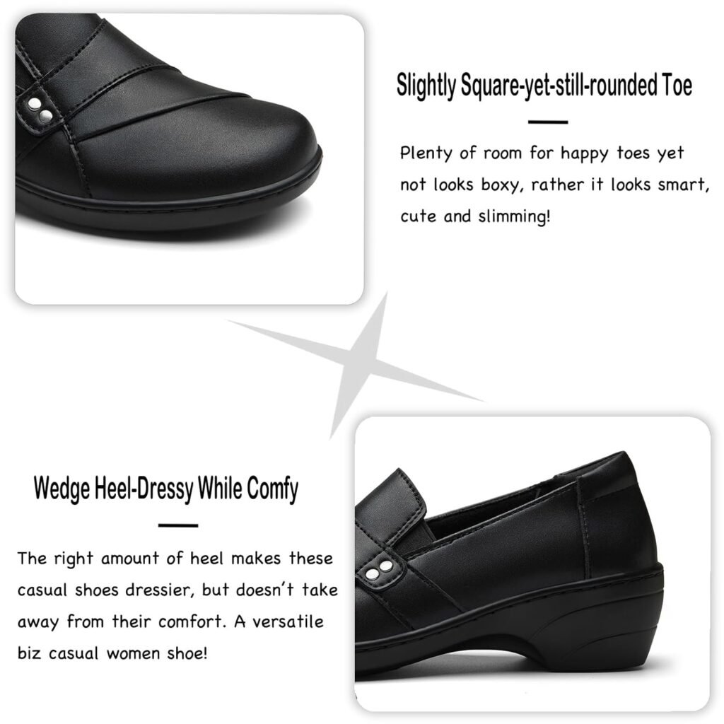 Womens Comfortable  Lightweight Leather Loafers Slip-Ons Stylish Business Casual Dress Shoes Work Office Everyday Walking Shoes for Women