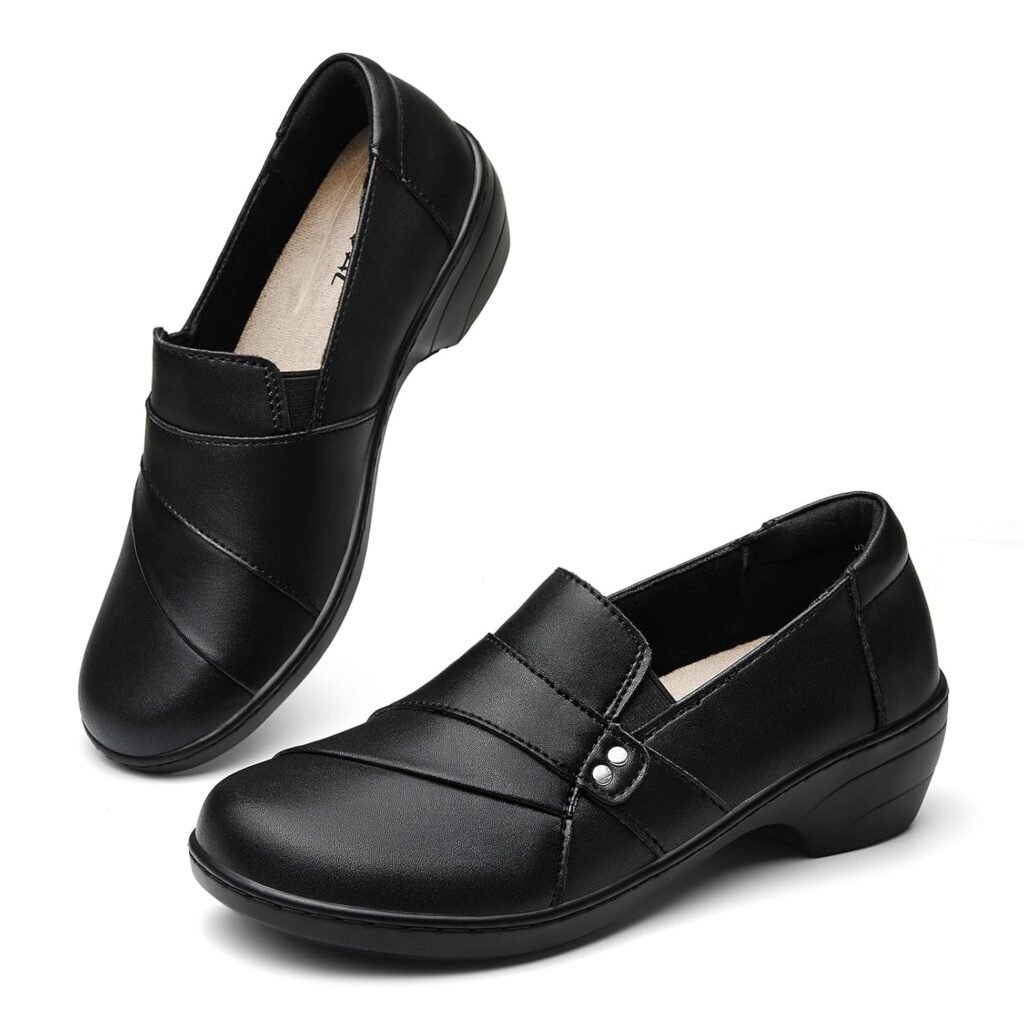 Womens Comfortable  Lightweight Leather Loafers Slip-Ons Stylish Business Casual Dress Shoes Work Office Everyday Walking Shoes for Women