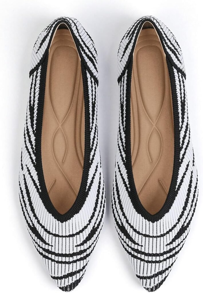 Womens Flats Shoes Pointed Toe Knit Ballet Comfortable Dressy Slip On Flat
